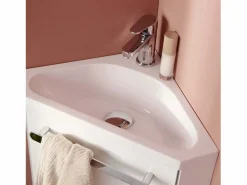 Best Conjunto de lavabo y grifería de esquina SKINO Blanco