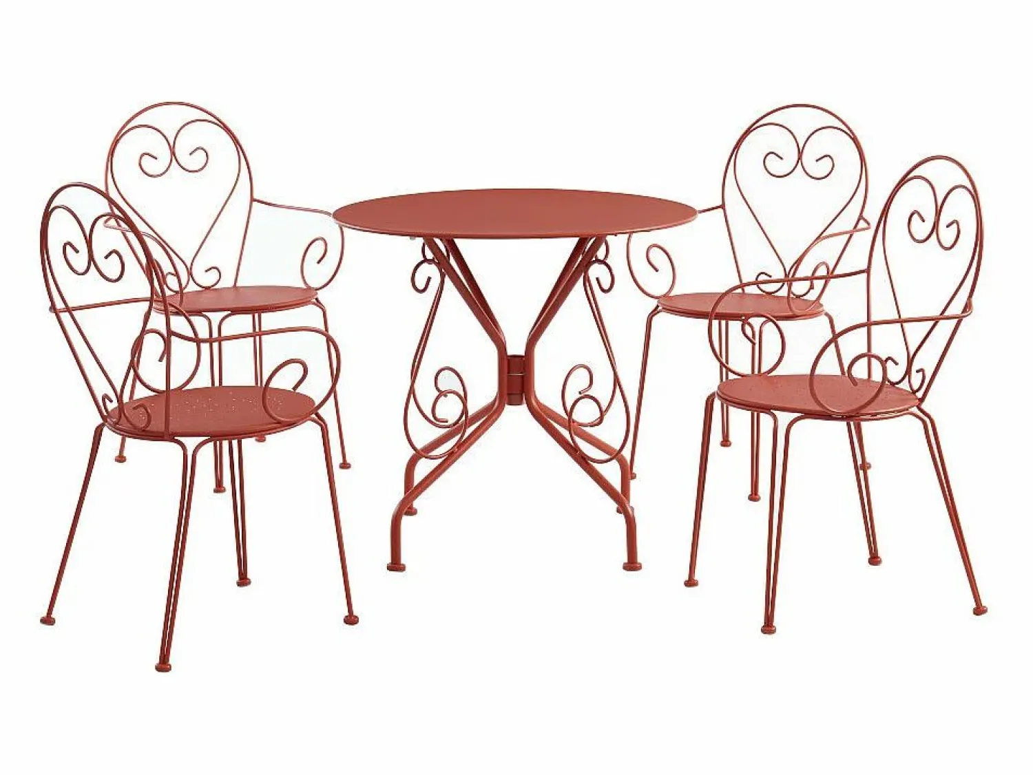 Conjunto de Mesa + 4 sillones jardín estilo hierro forjado color - GUERMANTES Comedores De Jardín