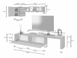 Outlet Conjunto de mueble de TV Chronos en antracita mate y roble 190/350x40 cm Gris antracita
