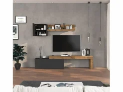 Conjunto de mueble de TV Chronos para salón en mate y roble 180/290x40 cm