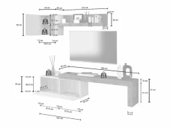 Conjunto de mueble de TV Chronos para salón en mate y roble 180/290x40 cm