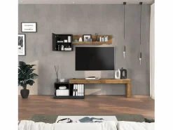 Online Conjunto de mueble de TV Chronos para salón, color antracita mate y roble, 180/260 x 40 cm Mueble Tv