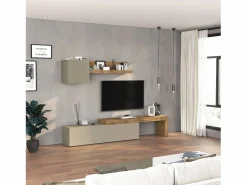 Conjunto de mueble de TV Chronos en mate y roble 190/350x40 cm