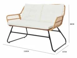 Outlet Concept-Usine Conjunto de muebles bajos de jardín de 4 plazas efecto caña GRENADE Marru00f3n