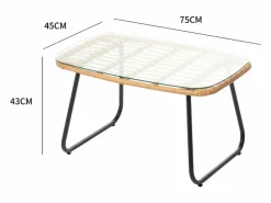 Outlet Concept-Usine Conjunto de muebles bajos de jardín de 4 plazas efecto caña GRENADE Marru00f3n