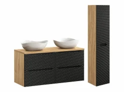 Petits-Meubles Conjunto de muebles con doble lavabo 120cm 4 cajones y columna Elora y madera Cloud