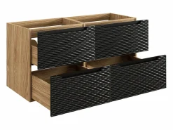 Petits-Meubles Conjunto de muebles con doble lavabo 120cm 4 cajones y columna Elora y madera Cloud