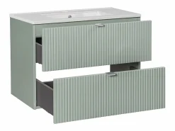 Petits-Meubles Conjunto de muebles con lavabo individual encastrado 80cm 2 cajones y columna Jade y Madera