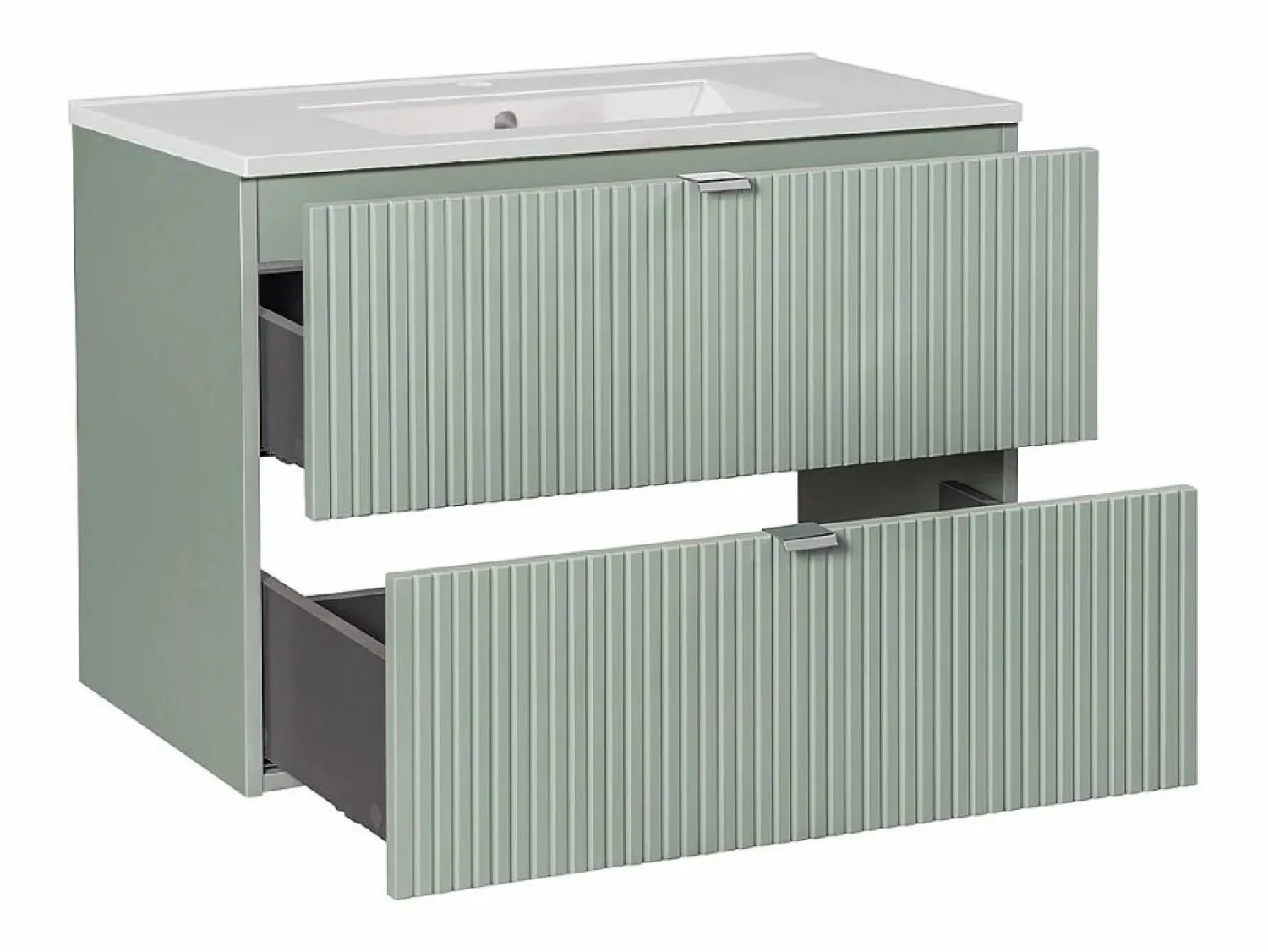 Petits-Meubles Conjunto de muebles con lavabo individual encastrado 80cm 2 cajones y columna Jade y Madera