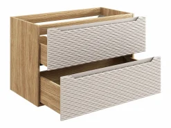 Petits-Meubles Conjunto de muebles con lavabo individual encastrado 90cm y columna Elora y madera