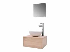 New vidaxl Conjunto de muebles de baño con lavabo y grifo 4 piezas Beige