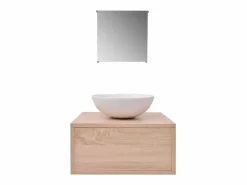 New vidaxl Conjunto de muebles de baño con lavabo y grifo 4 piezas Beige