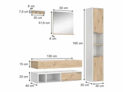 Vicco Conjunto de muebles de baño 100x40x20 henri Blanco