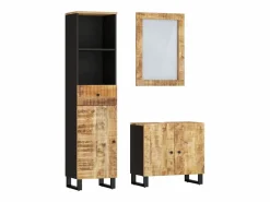 New Conjunto de muebles de baño 3 piezas madera maciza de mango Estantería Sobre Inodoro