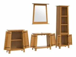 vidaxl Conjunto de muebles de baño 4 piezas madera maciza de pino