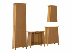New vidaxl Conjunto de muebles de baño 4 piezas madera maciza de pino Marru00f3n