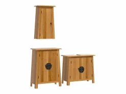 Outlet vidaxl Conjunto de muebles de baño 3 piezas madera maciza de pino Marru00f3n