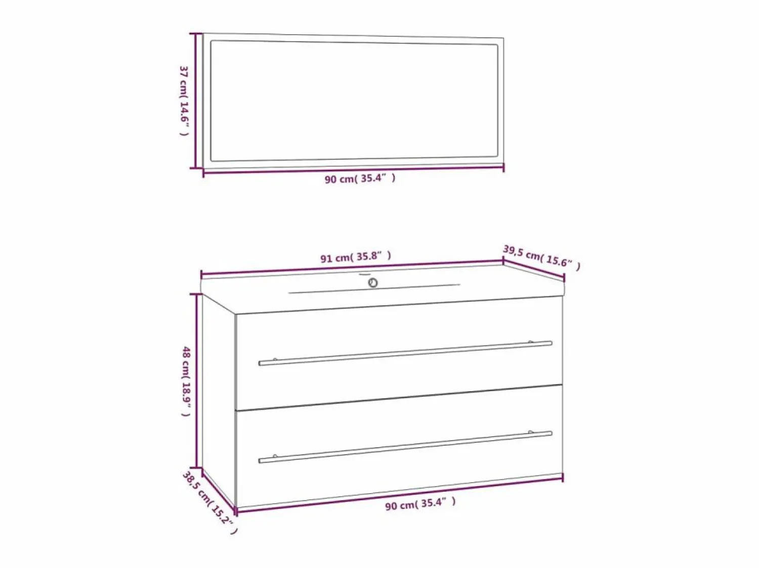vidaxl Conjunto de muebles de baño 3 piezas color roble Sonoma