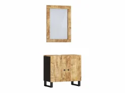 Hot vidaxl Conjunto de muebles de baño 2 piezas madera maciza de mango Marru00f3n