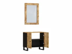 Hot vidaxl Conjunto de muebles de baño 2 piezas madera maciza de mango Marru00f3n