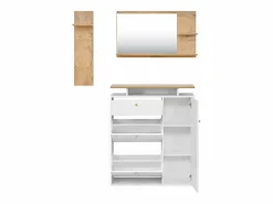 New Hauss Spole Conjunto de muebles de entrada de 3 piezas - Espejo, estante y zapatero - y madera Blanco