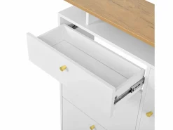 New Hauss Spole Conjunto de muebles de entrada de 3 piezas - Espejo, estante y zapatero - y madera Blanco
