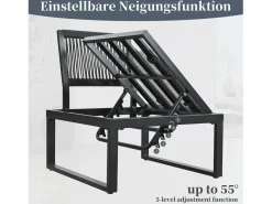 Conjunto de muebles de jardín - 252 x 195 x 76 cm - con sofá reclinable + 2 mesas de centro - Poliéster + metal - negro + Salones De Jardín