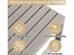 Merax Conjunto de muebles de jardín - 252 x 195 x 76 cm - con sofá reclinable + 2 mesas de centro - Poliéster + metal -