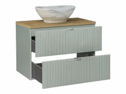 New Petits-Meubles Conjunto de muebles lavabo individual 80cm 2 cajones y columna Jade y Madera Verde