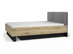 Discount Meublorama Conjunto de Muebles para Dormitorio Completo MELODY - Armario, Cama con Almacenamiento, Mesitas de Noche y Cómoda Marru00f3n