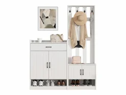 Merax Conjunto de recibidor - 140,6 x 32 x 180 cm - Armario de recibidor + zapatero - Aglomerado -