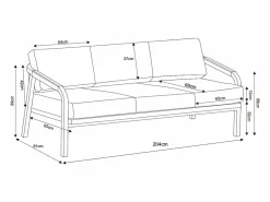 Sale Conjunto de salón de jardín en aluminio y cuerda: sofá de 3 plazas, 2 sillones y una mesa de centro - Blanco con cojines beige - LUREYA de Salones De Jardín