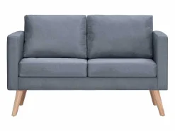 Conjunto de sofá de 2 y 3 plazas en tela oscuro Gris