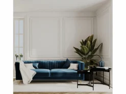 Clearance Rendez-Vous Déco Conjunto de sofá y sillón de terciopelo de 3 plazas - Gatsby Azul