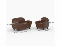 Discount Rendez-Vous Déco Conjunto de sofá y sillón marrón oscuro de 3 plazas - Club - Club Marru00f3n
