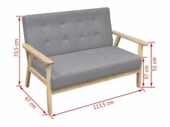Clicnbuy Conjunto de sofás 2 piezas tela claro