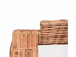 Clicnbuy Conjunto de sofás 15 piezas ratán natural Blanco