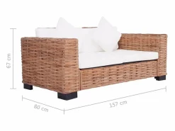 Clicnbuy Conjunto de sofás 15 piezas ratán natural Blanco