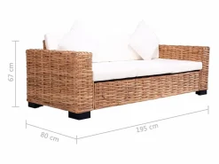 Clicnbuy Conjunto de sofás 15 piezas ratán natural Blanco