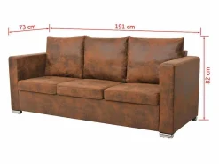 Best Clicnbuy Conjunto de sofás de 2 piezas de piel artificial de ante Marru00f3n