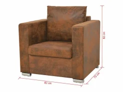 Best Clicnbuy Conjunto de sofás de 2 piezas de piel artificial de ante Marru00f3n