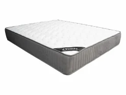Ysmée Conjunto de somier tapizado de 140 x 190 cm + colchón de espuma HR acolchado de látex MALINO de YSMÉE