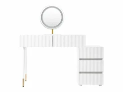 Conjunto de tocador - 135 x 40 x 127 cm - Con espejo LED + 5 cajones - Para dormitorio - MDF - (sin taburete) Tocador