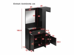 Online Conjunto de vestidor de entrada 110x33x185,5 cm - 3 puertas y 1 cajón - Mueble para zapatos y banco para calzado - con espejo - Armario De Entrada