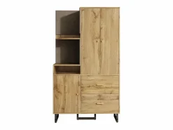 New ModernLuxe Conjunto de vestidor de entrada 110x38x186 cm - 3 puertas y 2 cajones - armario con barra - Panel acolchado - Natural Color natural claro