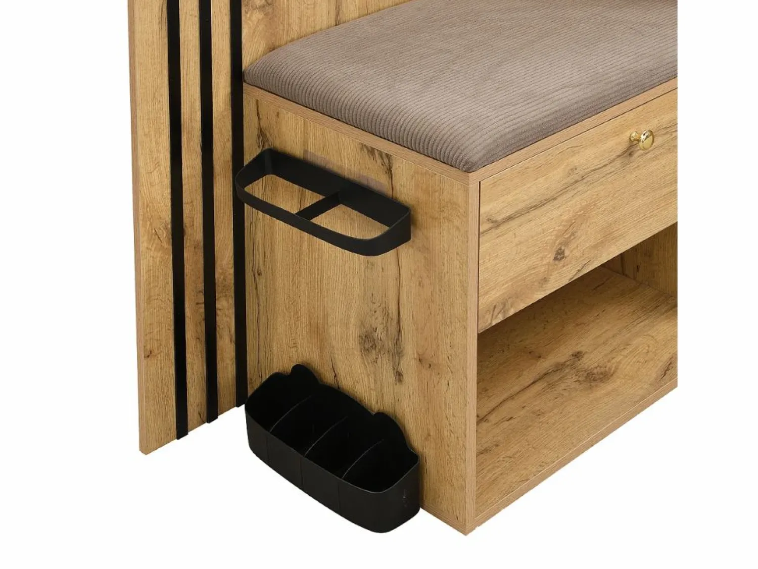 Hot Conjunto de vestidor de entrada 115x37x185 cm - con espejo y ganchos - con asiento acolchado - Paraguero - Natural Armario De Entrada