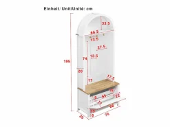 Best Conjunto de vestidor de entrada 75x35x195 cm - con mueble para zapatos y ganchos - con estantes - Armario De Entrada