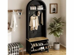 Clearance Conjunto de vestidor de entrada 75x35x195 cm - con mueble para zapatos y ganchos - con estantes - Armario De Entrada