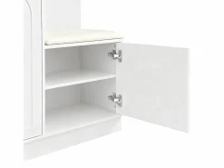 Outlet Conjunto de vestidor de entrada 110x33x185,5 cm - 3 puertas y 1 cajón - Mueble para zapatos y banco para calzado - con espejo - Armario De Entrada