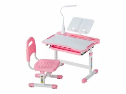 Conjunto Escritorio y Silla para Niños SucceBuy, Altura Ajustable con Lámpara,